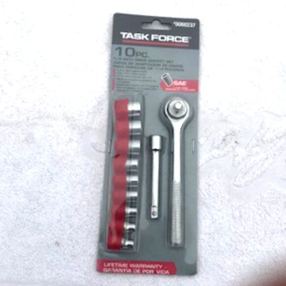 1/4" Drive Socket Set .10 Pc. Tools Set . Task Force . New in Package - Picture 1 of 3